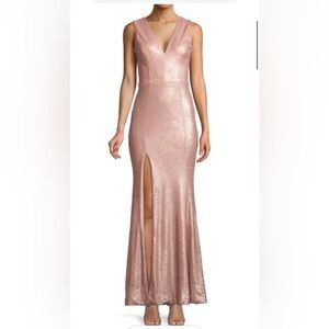 Dress the Population Pink Sequin Gown with Slit